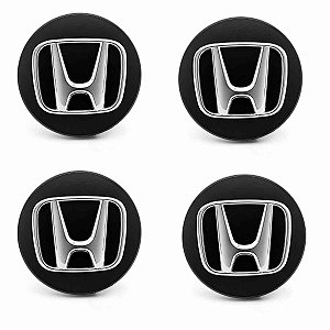 Jogo Calota centro roda Civic CRV 69mm Black Piano Cromado