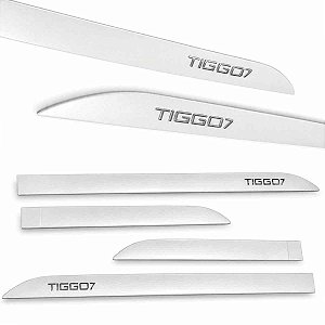 Friso Lateral TIGGO 7 Branco Pérola Nome alto relevo Cromado