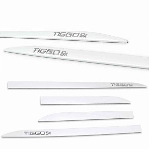 Friso Lateral TIGGO 5X Slim Branco Pérola Nome Cromado
