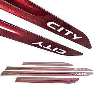 Jogo Friso Lateral City Vermelho Mercúrio nome alto relevo