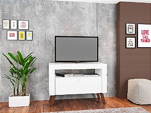 Rack Com Porta Revistas Para Tv Até 36" Toronto Branco