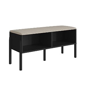 Sapateira Banco Estofada 93cm Pé Madeira Oslo Nero
