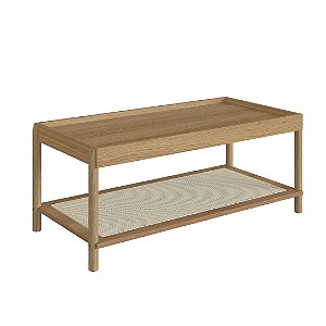 Mesa de Centro c/Prateleira 93cm Palhinha Pé Madeira Hanover