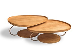 Conjunto Mesas de Centro Nest 2 Peças Marrom