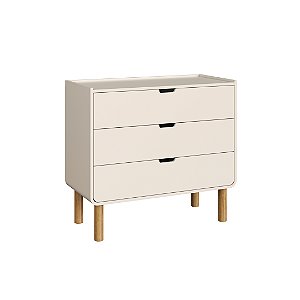 Cômoda Aura 3 Gavetas Orgânico Pé Madeira | OffWhite