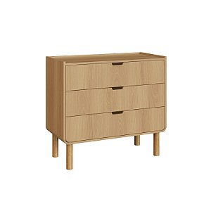Cômoda Aura 3 Gavetas Orgânico Pé Madeira HANOVER