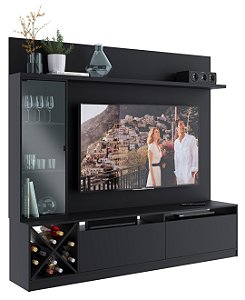 Painel Home Venezza para TV Até 60 Polegadas e Cristaleira - Preto