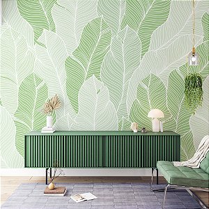 Painel de Parede Personalizado Folhas em Tons Verdes