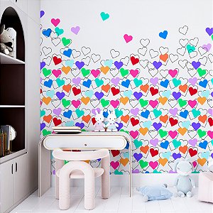 Painel de Parede Personalizado Corações Coloridos