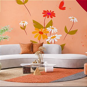 Painel de Parede Personalizado Florais Rosê