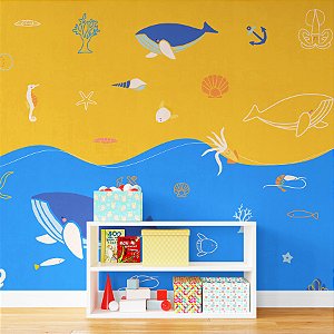 Painel de Parede Personalizado Mar de Baleia