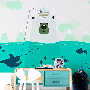 Painel de Parede Personalizado Pesca de Urso