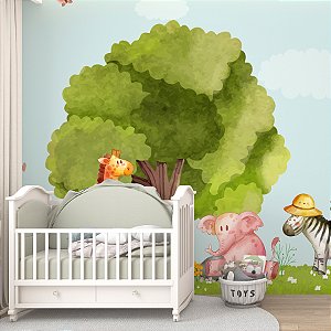 Painel de Parede Personalizado Floresta dos Animaizinhos