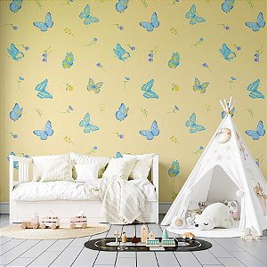 Papel de Parede Borboletas em Creme
