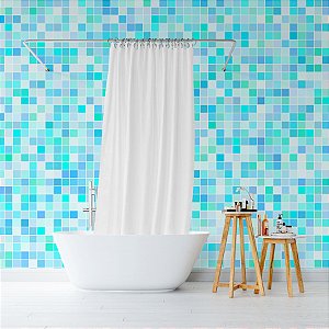 Papel de Parede Pastilhas em Tons de Azul