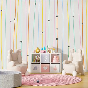 Papel de Parede Risca de Giz Estrelado