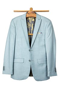 Terno 1 botão 2 aberturas com peak lapel, calça com ajuste, Super Slim Fit - Cor: Azul