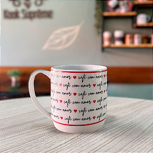 Caneca Porcelana 09 Coração Love 360 ml Branca