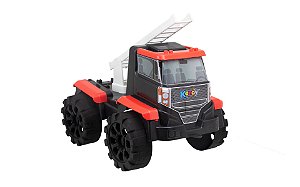 Brinquedo Infantil Caminhão Bombeiro Grande - Com Som - Mercotoys - Caixa