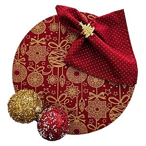 Kit Vermelha Bolas Douradas Natal