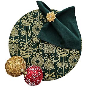 Kit Verde Bolas Douradas Natal