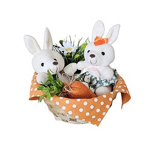 Cesta Vime Casal Flor Páscoa P-2516