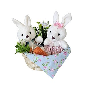 Cesta Vime Casal Rosa Páscoa P-2517