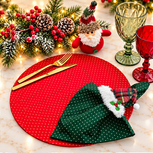Kit Natal XT: 1 Capa + 1 Guardanapo + 1 Anel PG