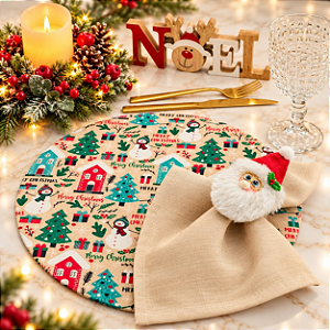 Kit Natal XE: 1 Capa + 1 Guardanapo + 1 Anel PG