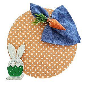 Kit Páscoa Poá Laranja: 1 Capa + 1 Guardanapo + 1 Anel PG