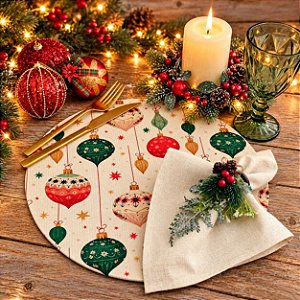 Kit Natal Selos N: 1 Capa + 1 Guardanapo + 1 Anel PG