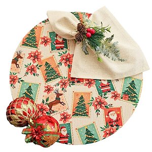 Kit Natal Selos N: 1 Capa + 1 Guardanapo + 1 Anel PG