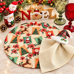 Kit Natal Selos: 1 Capa + 1 Guardanapo + 1 Anel PG