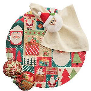 Kit Natal Presentes: 1 Capa + 1 Guardanapo + 1 Anel PG