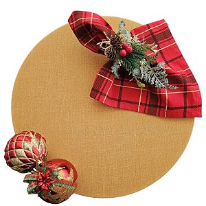 Kit Natal Ouro: 1 Capa + 1 Guardanapo + 1 Anel PG