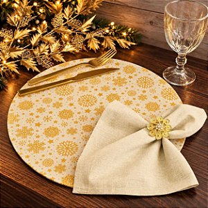 Kit Natal Estrela Nude: 1 Capa + 1 Guardanapo + 1 Anel PG