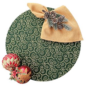 Kit Natal Caracol Verde Dourado: 1 Capa + 1 Guardanapo + 1 Anel PG