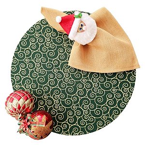 Kit Natal Caracol Verde Dourado: 1 Capa + 1 Guardanapo + 1 Anel PG