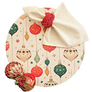 Kit Natal Bolas Nude: 1 Capa + 1 Guardanapo + 1 Anel PG