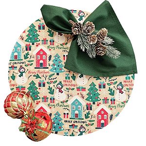 Kit Natal Arvores: 1 Capa + 1 Guardanapo + 1 Anel PG