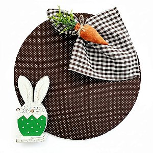 Kit Poá Marrom Páscoa 1 Capa + 1 Guardanapo + 1 PG