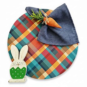 Kit Xadrez Tricolor Páscoa 1 Capa + 1 Guardanapo + 1 PG