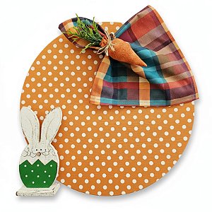 Kit Poá Xadrez Laranja 1 Capa + 1 Guardanapo + 1 PG