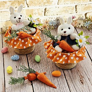 Vaso Páscoa Coelho Poá Laranja