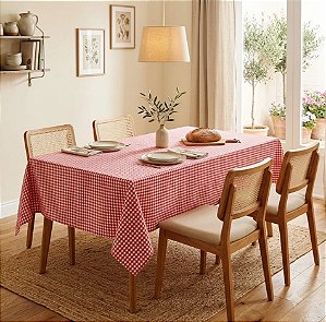 Toalha de Mesa Xadrez Vermelha 4 Lugares 1,70 x 1,40m