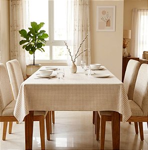 Toalha de Mesa Xadrez Nude 4 Lugares 1,70 x 1,40m