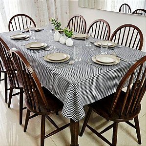 Toalha de Mesa Xadrez Preto 8 Lugares 2,50 x 1,40m