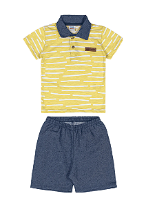 Conjunto Camisa Polo e Bermuda em Chambray Marlan Baby - 1 AO 3