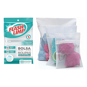 Bolsas Para Lavar Roupas 3 Pç Flash Limp