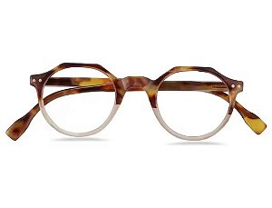 Armação óculos branco com marrom